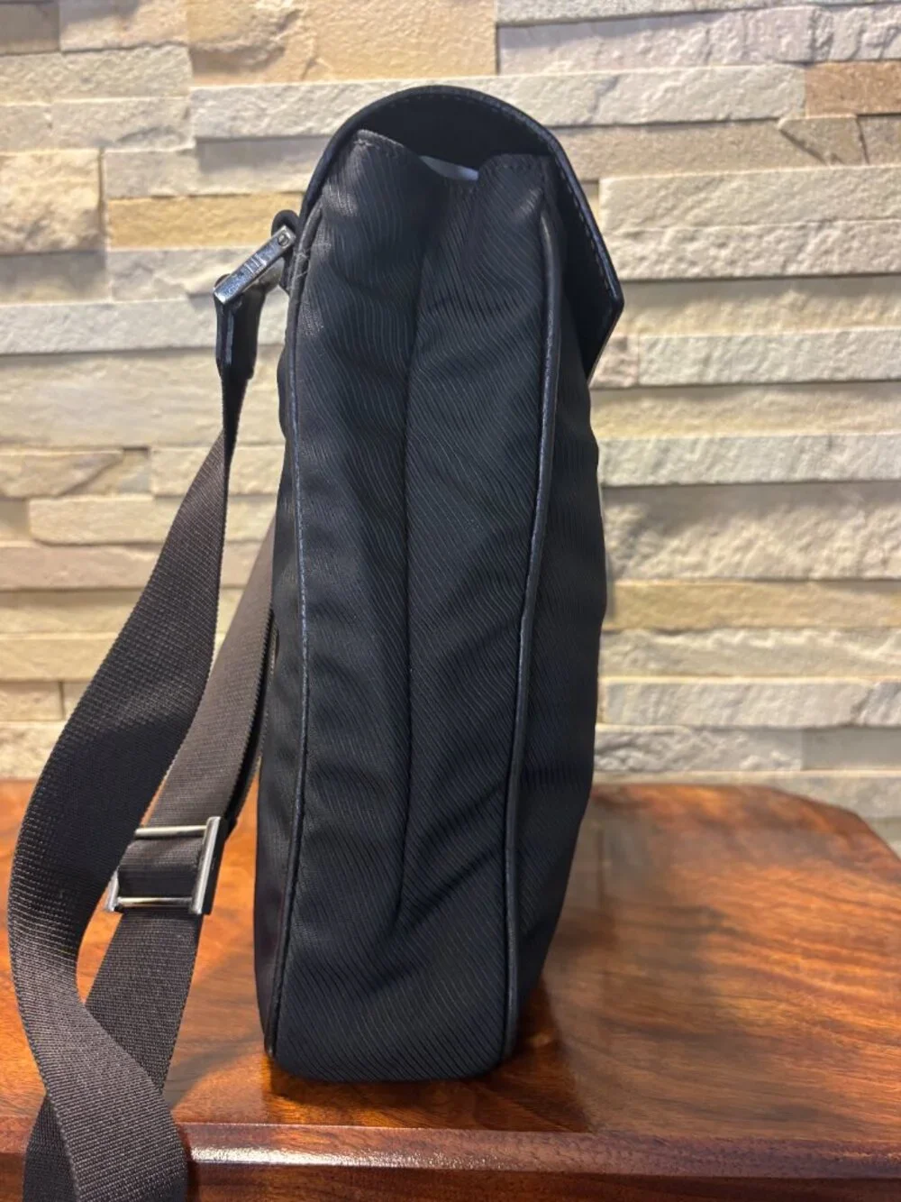 Vintage Dunhill Black Tech Nylon & Leather Crossbody Bag and dust bag